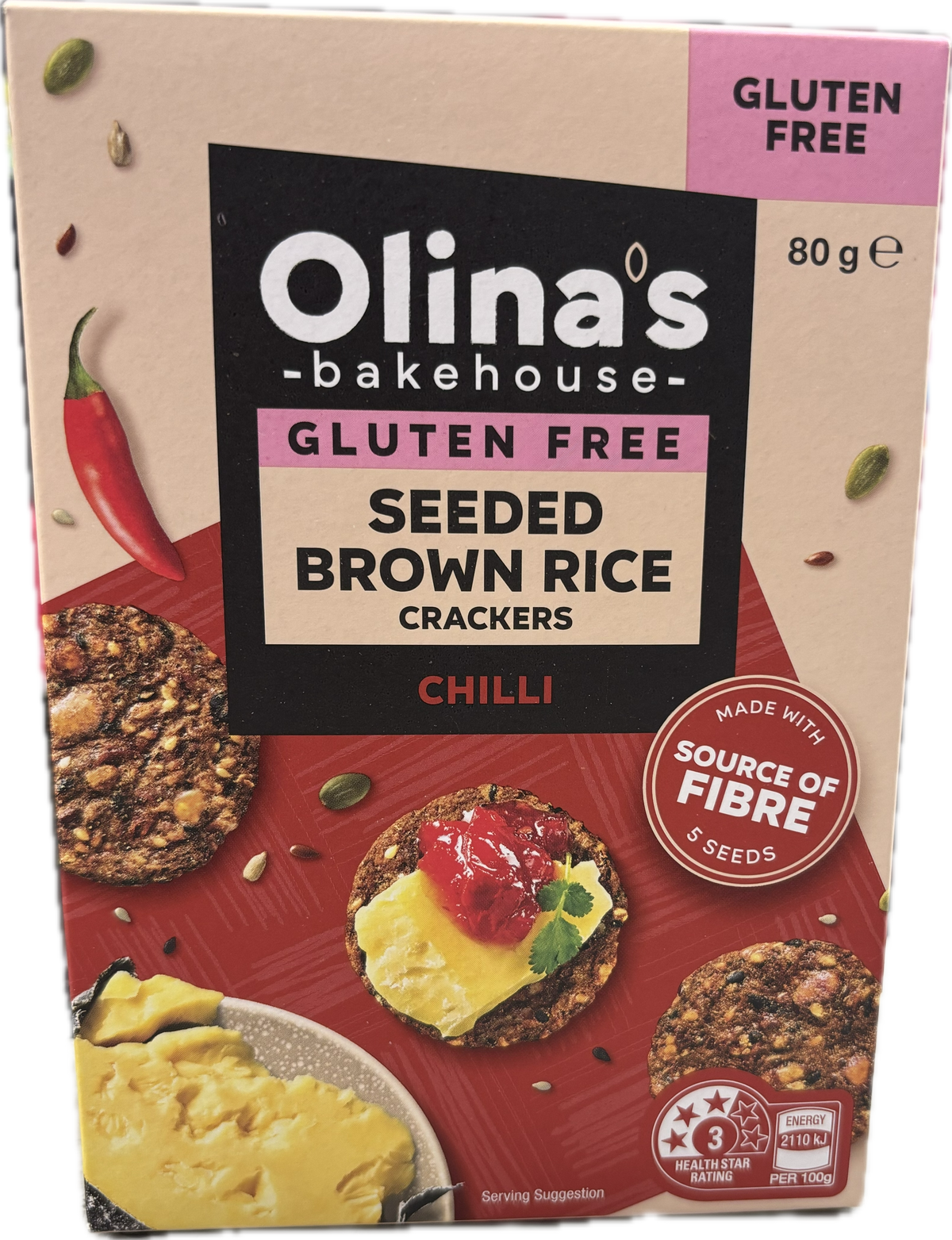 Olina's Gluten Free Seeded Brown Rice Cracker 80g Varieties