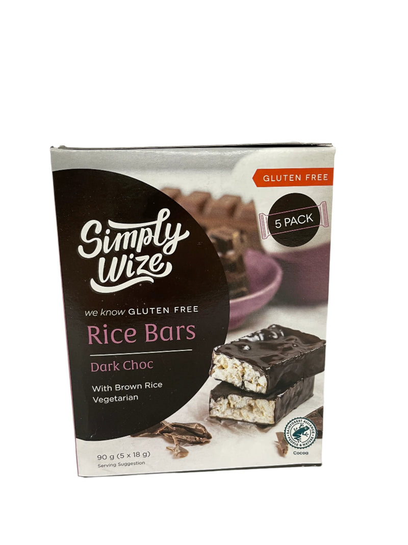 Simply Wize Gluten Free Rice Bars 5pk Dark Choc