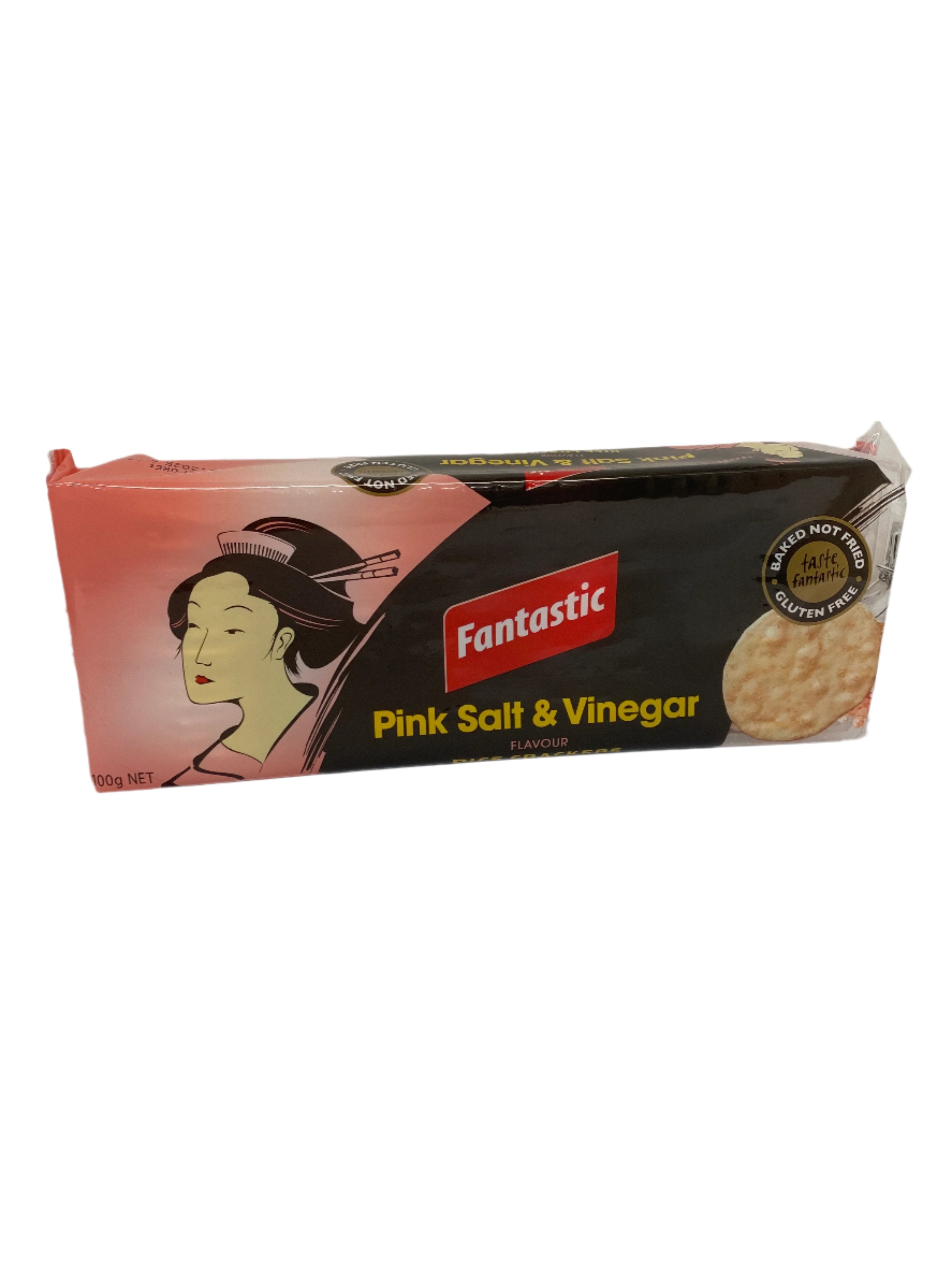 Fantastic Rice Crackers Pink Salt & Vinegar 100g