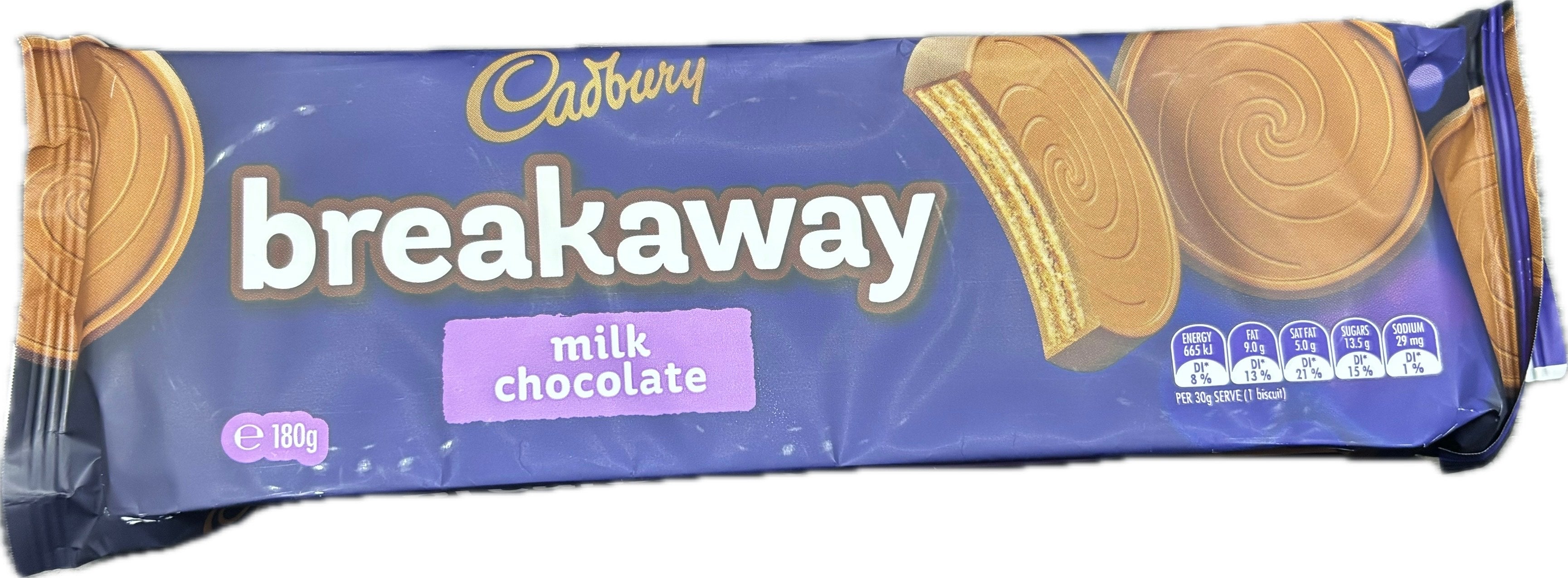 Cadbury Breakaway Milk Chocolate Biscuits 180g