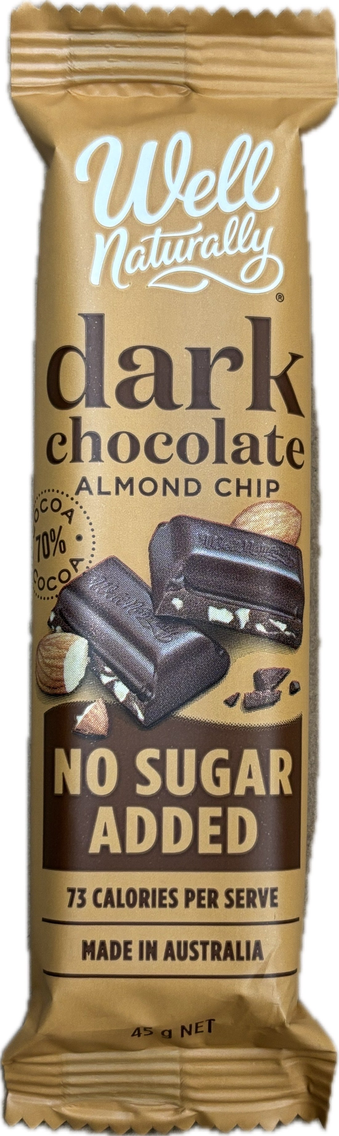Well Naturally No Added Sugar Dark Choc Almond Bar 45g