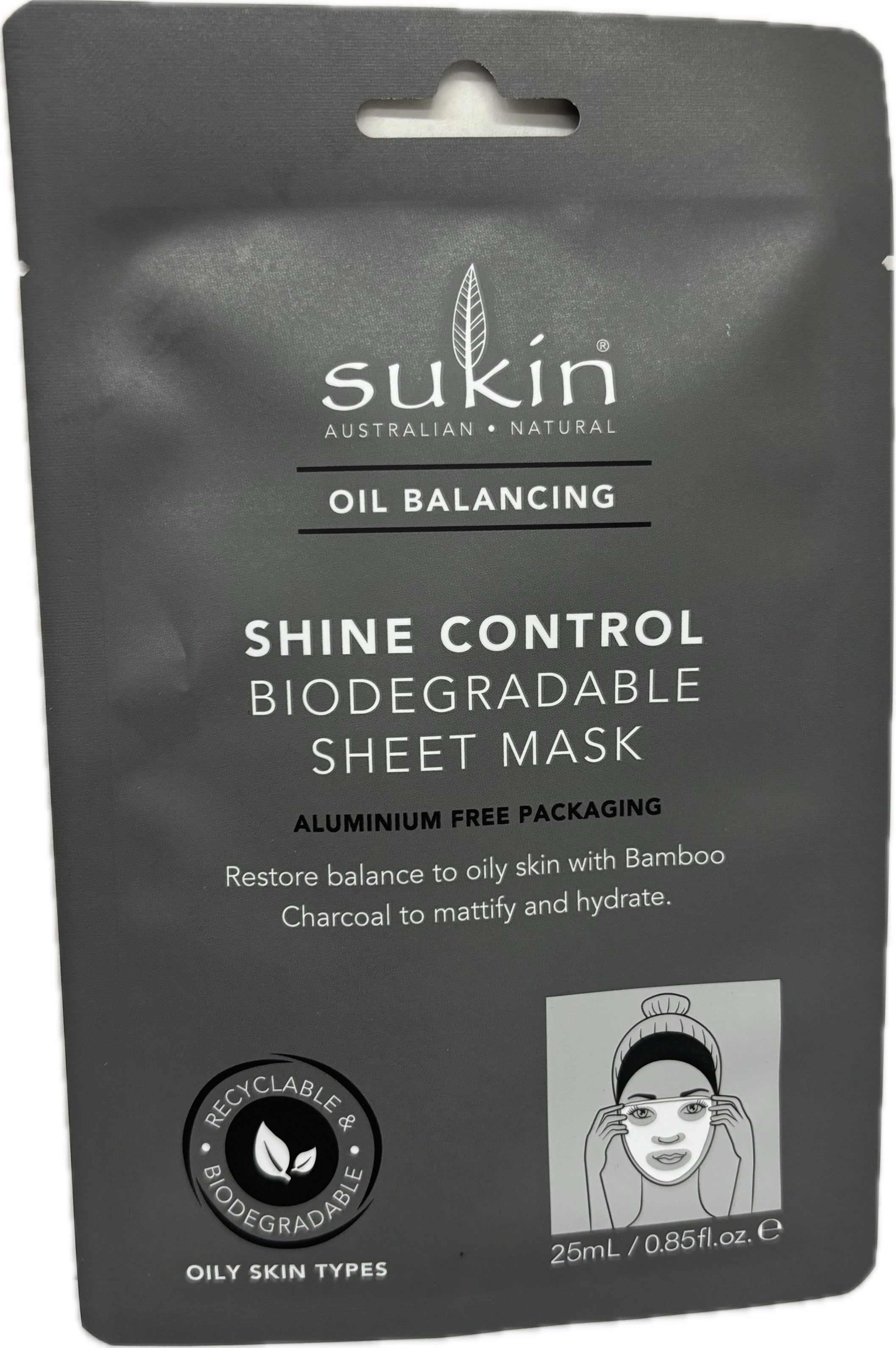 Sukin Oil Balancing Shine Control Biodegradable Sheet Mask 25ml