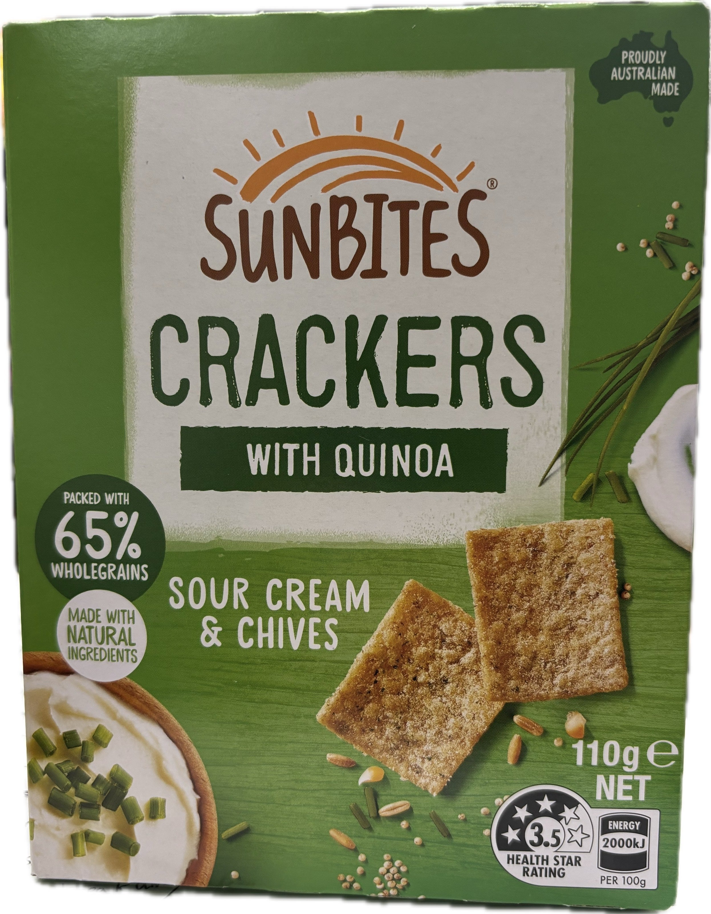 Sunbites Snack Crackers Sour Cream & Chives 110g