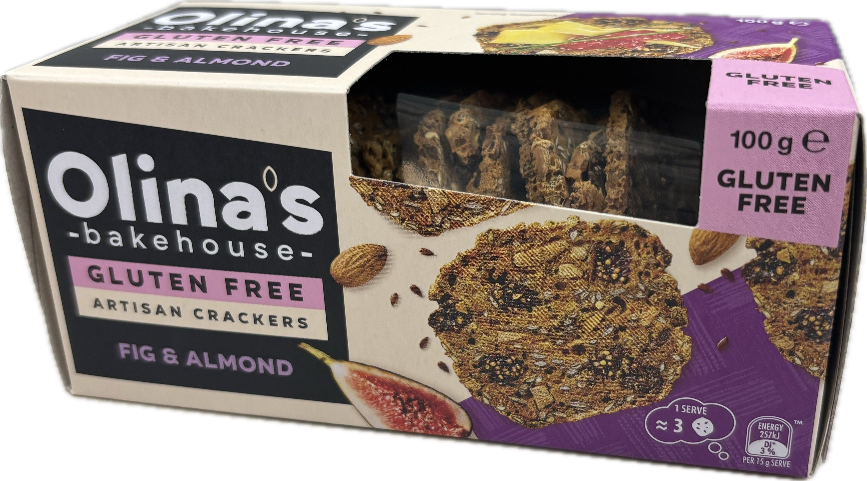 Olina's Artisan Crackers Gluten Free Fig & Almond 100g