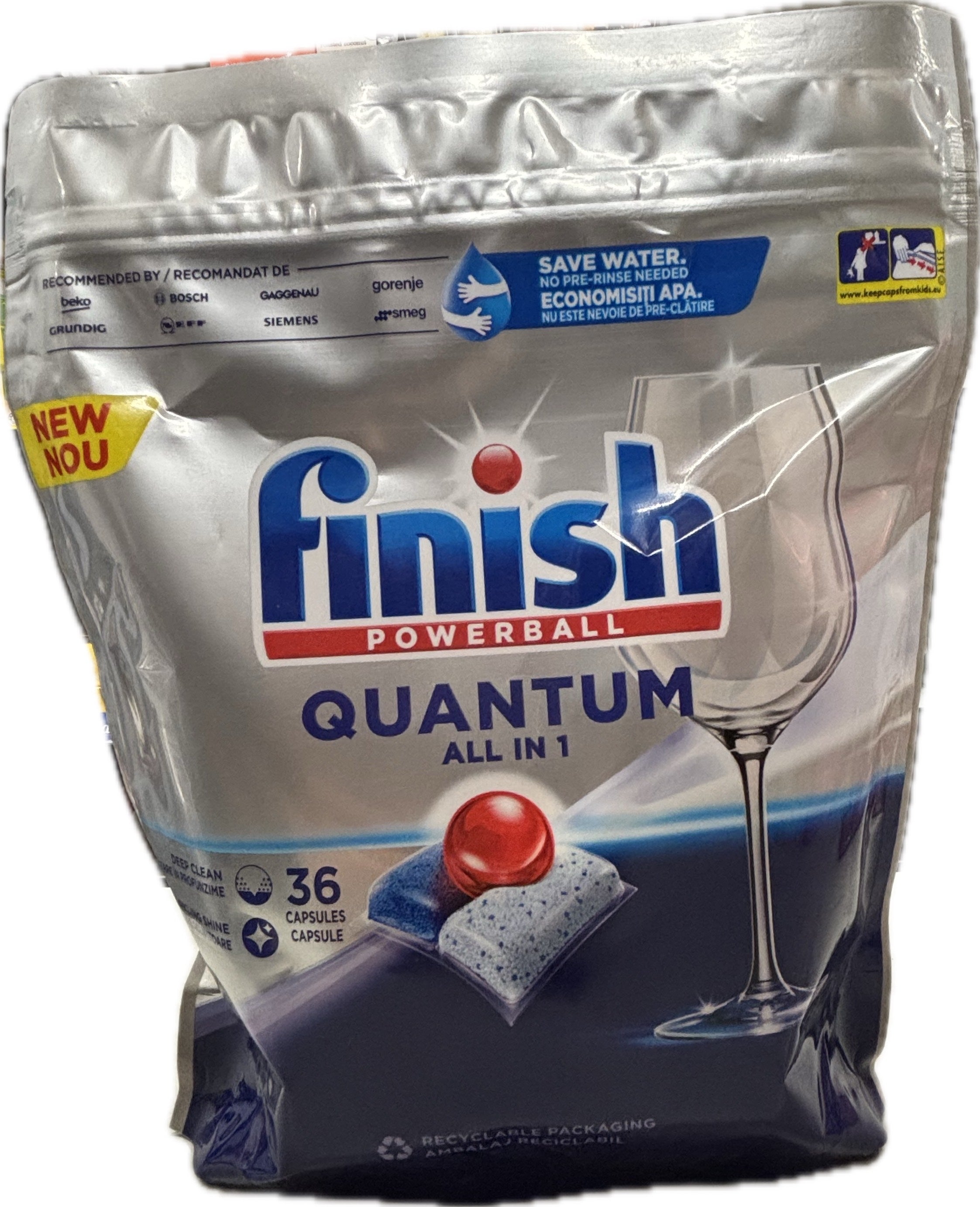 Finish Powerball Quantum All in 1 Dishwasher Capsules 36pk