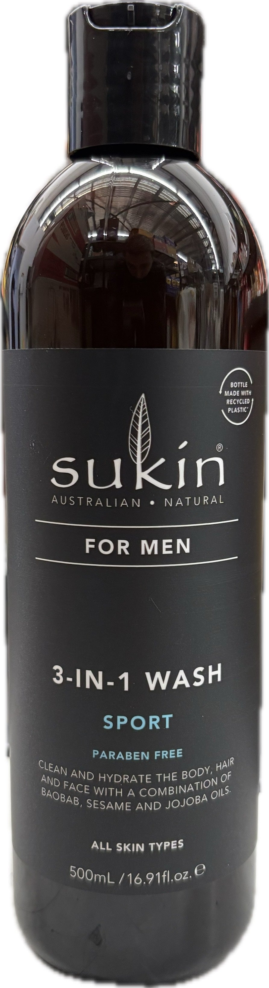Sukin 3 in 1 Sport Wash Australian Natural for Men Paraben Free 500ml