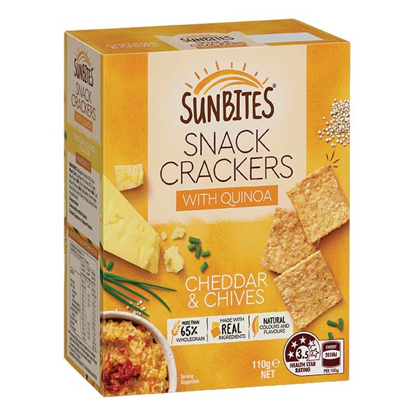 Sunbites Snack Crackers Cheddar & Chives 110g